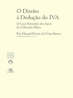 cover image of O Direito à Dedução do IVA